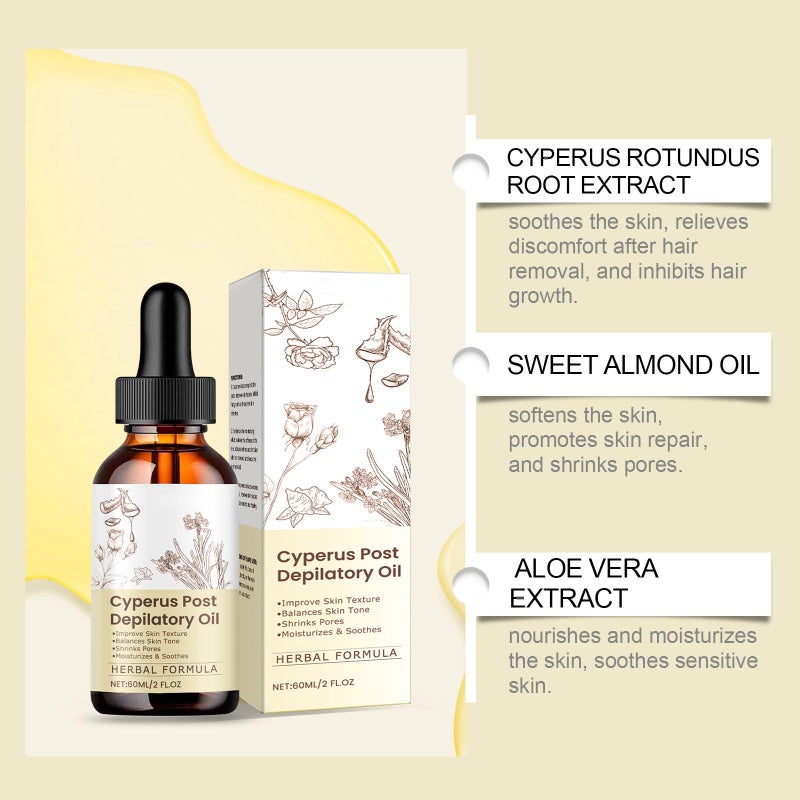 JISKG 3 Pcs Cyperus Rotundus Oil for Hair Removal, Gentle Nourishing, Soothing Smooth Delicate Skin, Hair Removal Care Essential Oil. - Image 3